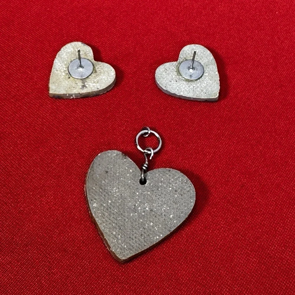 Handmade Blue Heart Earrings And Matching‎ Earrings